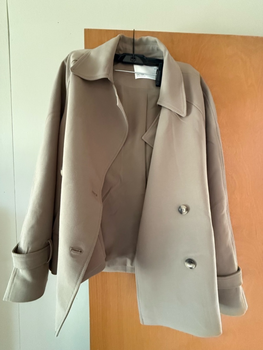 OAK + FORT Short Oversized Trench Coat - Picture 3 of 6